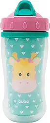 Buba Copo Parede Dupla Com Canudo Animal Fun - Girafa Colorido