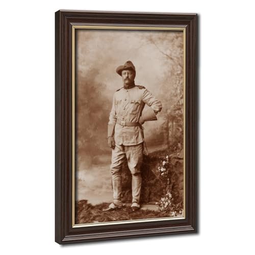 Portrait Theodore Roosevelt toile sépia haut de gamme avec cadre suspendu