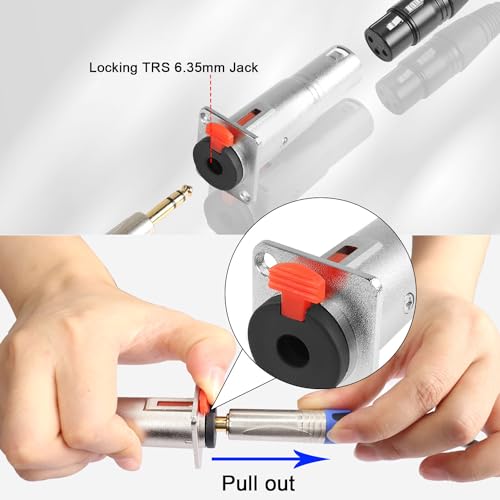 QIANRENON 6.35mm Female to XLR Male Panel Mount Adapter, Locking TRS 6.35mm Jack to 3Pin XLR Plug, Audio Connector, Adapter - Image 3