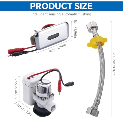 Image of Serplex Wall Mounted Stainless Steel Automatic Urinal Flush Sensor Set for Public Toilet, Home, Office, Bathroom with Dual Power Supply Mode Chrome Plated