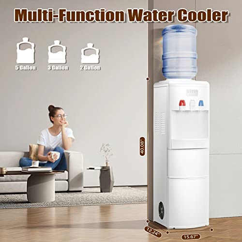 Antarctic Star 2-In-1 Water Cooler Dispenser, 3 To 5 Gallon Bottle Water Dispenser,27Lbs/24H Ice Making Machine With Child Safety Lock（White） #TOP1