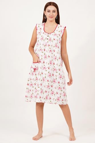 Image of Breezly Woman's Long Short Calf Length Pure Cotton Nighty