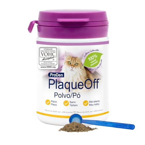 ProDen PlaqueOff Polvo para Gatos 40g – Limpiador Dental 100% Natural, Formula Gatos Exigentes, Ayuda a Eliminar Placa, Sarro y Mal Aliento, hasta 4 Meses de duración