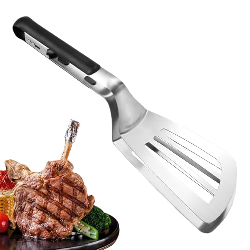 Pinzas para barbacoa de acero inoxidable, pala reversible con función múltiple para girar y levantar, herramienta para barbacoa para girar y asar | para pan, hamburguesas, asar, tortitas, pasteles