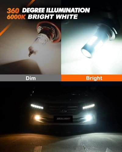 Image of SEALIGHT H8 /H9 /H11 9005 /HB3 H10 Fog Light Bulbs Combo, 100,000LM Ultra-Bright 6500K 9005 H11 Bulbs with Cooling Fan, True Plug N Play, Non-polarity, for 2015-2020 Ford F-150, Pack of 6