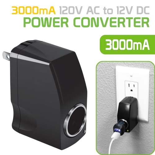 Cellet AC to DC 12V Output Converter. AC/DC Power 110V- 120V AC to 12V DC Car Cigarette Lighter Power Converter. AC to DC Female Adapter (Not for Air-Pump, Compressor, Vacuum Cleaner)2
