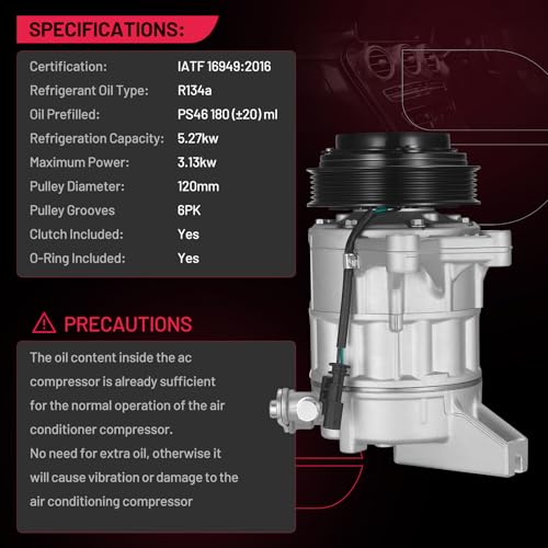 Image of BDFHYK 98586 Air Conditioning A /C Compressor Compatible with Buick LaCrosse 2012 V6 3.6L, Compatible with Cadillac SRX 2012-2016 V6 3.6L