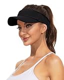 Zando Black Sun Visor Hats for Women Men - Sun Protection Quick Dry Hat Ventilated Open Top Adjustable Lightweight Sports Unisex Visors for Outdoor Beach Summer Golf Tennis Casual Running One Size