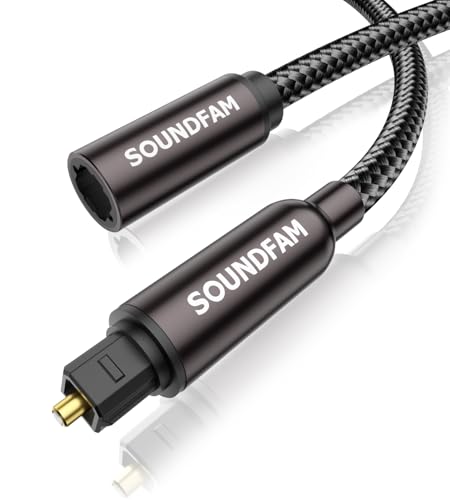 SOUNDFAM Optisches Verlängerungskabel 2M Toslink Kabel Stecker Auf Buchse Lichtwellenleiter Kabel Hi-Fi Sound Optische Leitung Für Heimkino, Soundbar, Tv Und Mehr-Schwarz