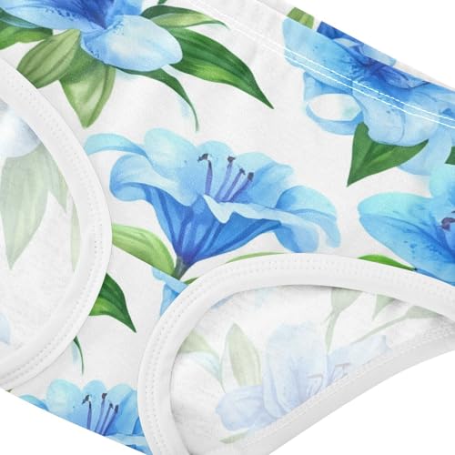 Girls Underwear Toddler 2t Cotton Girl Panties Cute Fancy Underpants Briefs Beautiful Blue Lilies White4
