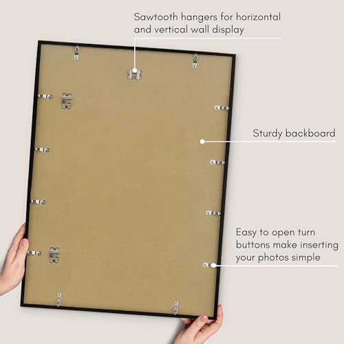 Americanflat 21x28 Poster Frame with Polished Plexiglass - Streamline Collection - Thin Border Picture Frame for Wall Display - Hanging Hardware Included - Black