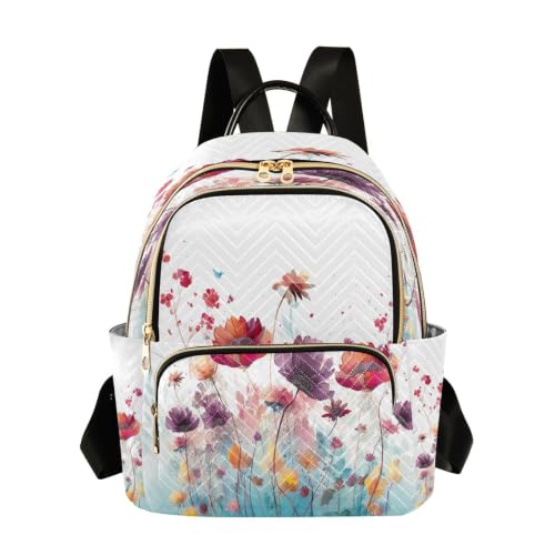 Mini sac à dos matelassé floral pour femme, petit sac moderne léger