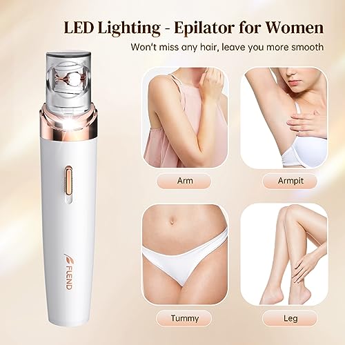 Facial Hair Remover for Women, 2-in-1 Epilator for Women with LED Light, Waterproof Mini Portable Lipstick Design, Electric Epilators Painless Lady Shavers for Face, Bikini Area, Lip, Chin, Leg, Arms - Image 3