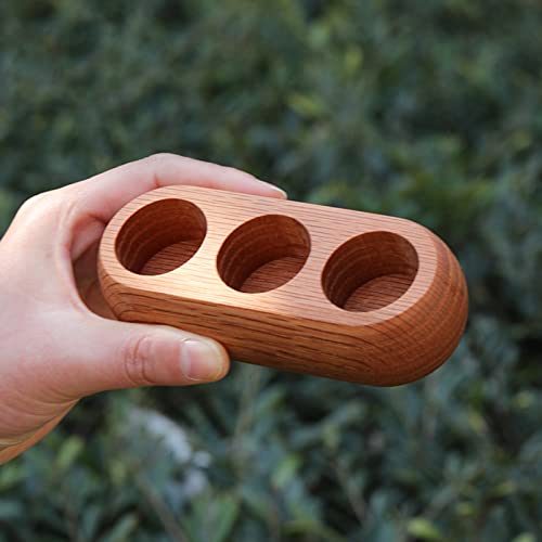 Image of VolksRose Red Oak Essential Oil Organizer 5~20ml - 3 Bottle Wooden Oil Holder - Display Stand for Travel & Home, Storage Rack for Essential Oils, Nail Polish, Perfume, Compact Shelf for Tabletop