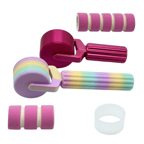 Diamond Art Roller 2 Pack for Diamond Painting Diamond Painting Roller Tool with Protective Clear Ring & Sponge Grip Rainbow Brayer Accessories for Pressing Loose Drills