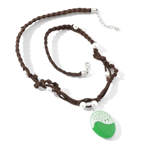 ARHZ Collar Moana de princesa corazón oceánico, collar con colgante verde, collar iluminado, apto para todas las chicas lindas, verde que brilla en la oscuridad
