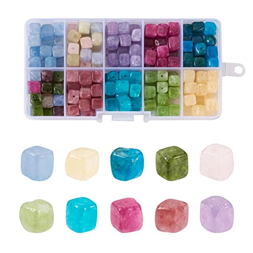 Perles cubiques en agate et péridot véritables pour création de bijoux d'exception - 2
