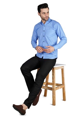 Image of Mens Slim fit Solid Casual Cotton Shirt with Spread Collar and Full Sleeves || Suitable for Office wear