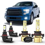 cayrsk For Ford F-150 2004-2014 White LED light bulb Hi/Lo + Fog Light 4 Bulbs Combo kit 6000K H13 9008 Bulbs + 9006/9145 Fog Light Bulbs Ultra Bright,Plug and Play