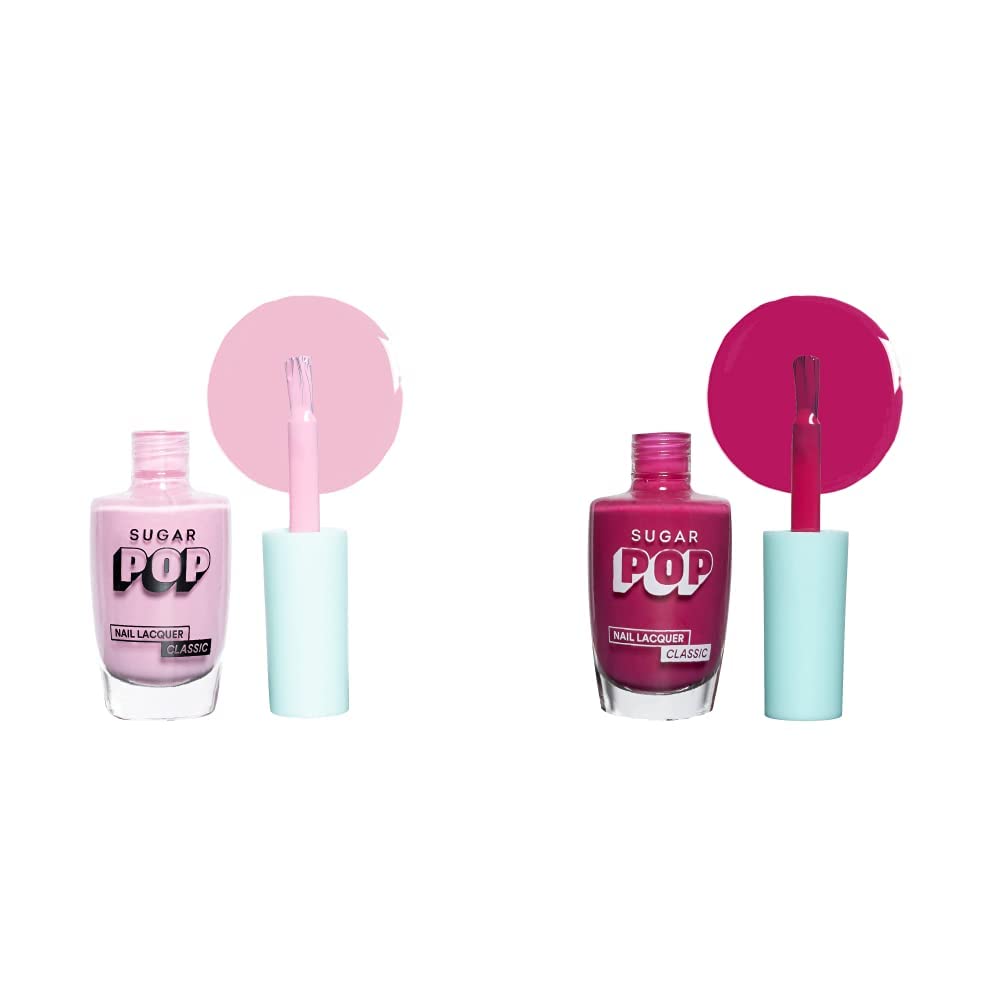 SUGAR POP Nail Lacquer – 02 Bubblegum Dreams & 10 Call Me Hot 10 Ml – Dries In 45 Seconds – Quick-Drying, Chip-Resistant, Long-Lasting Glossy Finish High Shine Nail Enamel/Polish.