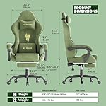 Ferghana Velvet Fabric Gaming Chair, High Back Ergonomic Gamer Chair for Adult, Comfortable Video Game Chair with Footrest and Massage Lumbar Cushion, Racing Reclining Office Computer Desk Chair Green - Image 3