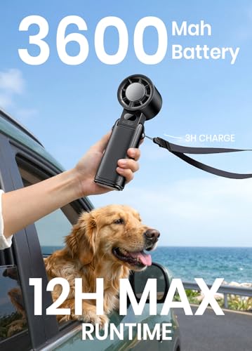 Image of Portable Handheld Turbo Fan, 1-199 Speed Adjustable, Dark Black