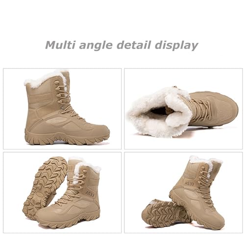 Kervaky Men's snow boots plush warm cotton boots winter hiking boots military tactical boots work boots outdoor boots4