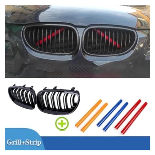 Grille pare-choc avant centrale pour E60 E61 Série 5 2003-2009 calandre jaune - 2