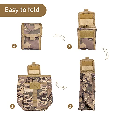 Annchwool Tactical Molle Dump Pouch,Quick Release Drawstring Magazine Utility Folding Waist Bag With 1*Tactical Gear Clip And 1*Patch(Camo) #TOP5