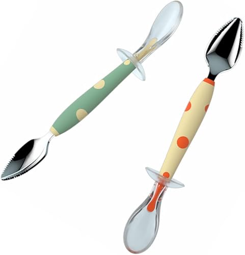 Toddmomy Cucharas de toronja medio dentado frutas cítricas cucharas de postre vintage cuchara dentada vajilla de comida para bebés para cocina