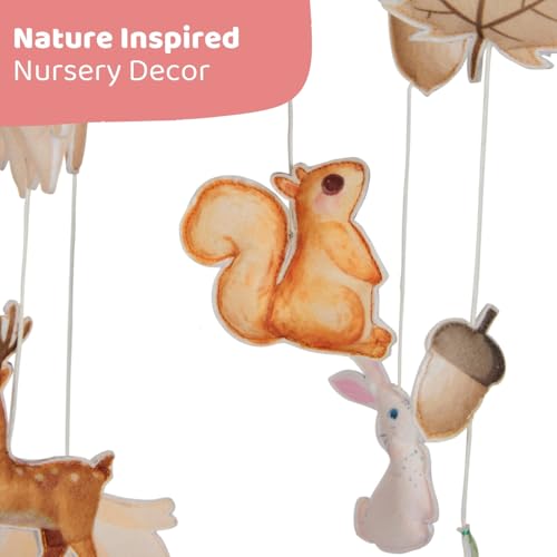 Image of Haus and Kinder Whimsical Woodland Crib Mobile - Set of 1 | Handmade Forest Animal Nursery Decor with Wooden Frame, Soft Fabric Baby Mobile with Deer, Squirrel & Tree, Eco-Friendly, Height64cm