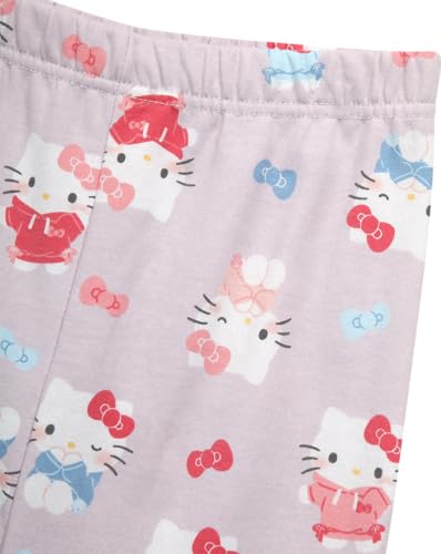 Image of Hello Kitty Girls Sweatpants Set - 2 Piece Fleece Crewneck Sweatshirt and Girls Joggers Cute Matching Clothing Set (2T-12) (Purple Hello Kitty, 2T)