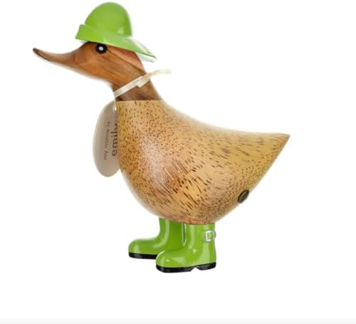 DCUK Rainy Hat and Wellies Wooden Ducky - Green image 2