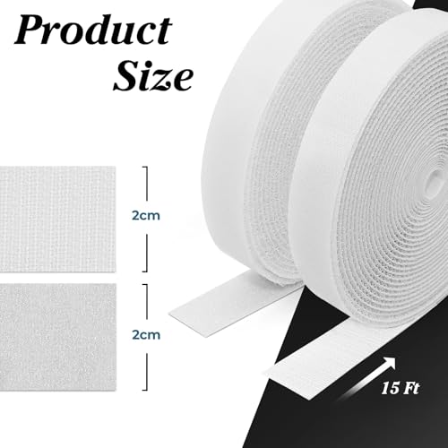 Image of WGLILO 0.75 Inch x 15 Feet Hook and Loop Strips with Adhesive, Double Sided Nylon Self Adhesive Tape for Home Office School and Crafting, Prevent Sofa Cushions, Mats, Mattresses from Sliding, White