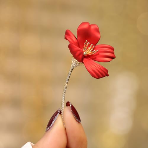 Image of Red Rose Flower Brooches and Pins for Women Costume Jewelry Brooch Pins Broches Jewelry for Women Elegant Lady Pin