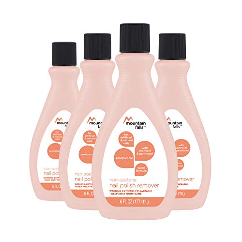Mountain Falls Non-Acetone Nail Polish Remover for Artificial and Natural Nails, with Vitamin E and Panthenol, 6 Fluid Ounce (Pack of 4)