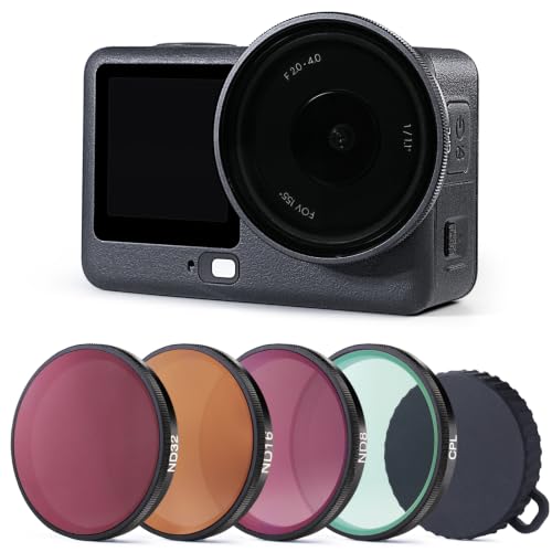 NEOSOU CPL ND Filter Kit for DJI Osmo Action 6 Essential Combo, CPL ND8 ND16 ND32 with Lens Cover, Snap On Neutral Density Polarizing HD Optical Glass Multi-Coated, DJI Osmo 6 Accessories for Outdoor