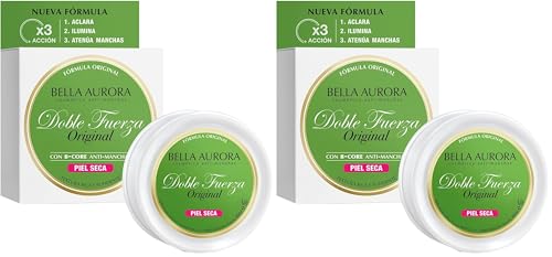 BELLA AURORA   Crema Doble Fuerza para Piel Seca 30 ml, Tratamiento Aclarante, Ilumina la Piel y Atenúa Manchas, Textura Rica y Untuosa, Crema Antimanchas e Hidratante, con B Core 221 (Paquete de 2)