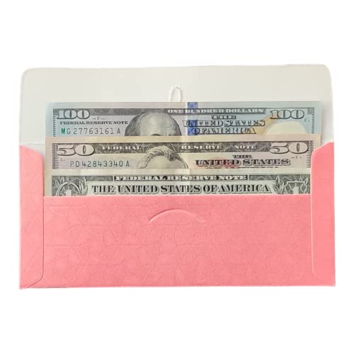 Image of Pack of 25 Matellic Baby-Pink Colourful Designer Shagun Lifafa /Money Gift Envelope with Golden Matellic Keri for Gifting Money on Wedding, Birthday & Any Other Occasion