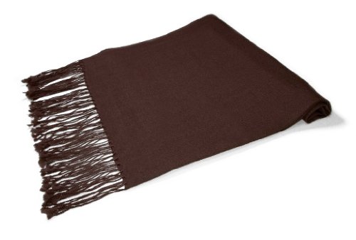 Biagio 100% Wool Pashmina Solid Scarf Chocolate Brown Color Womens