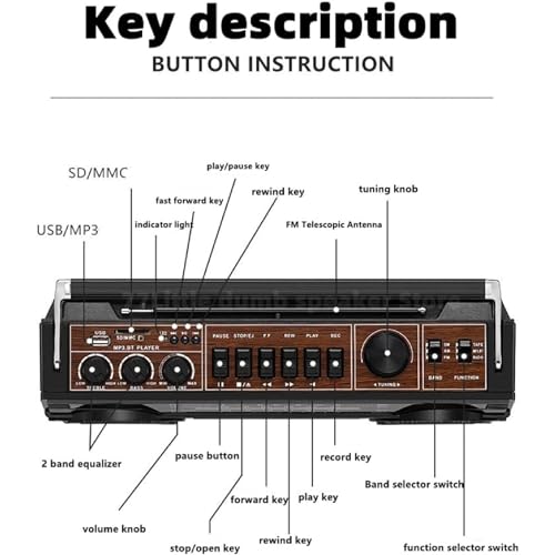 Radio Bluetooth avec Platine Cassette Finition Bois Naturel - 5
