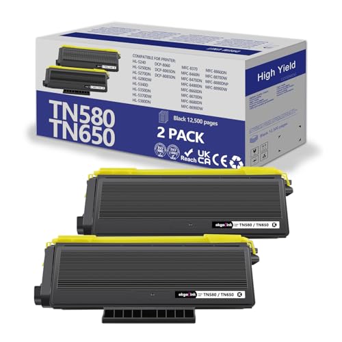 Image of OKGO Compatible TN580 TN650 Toner Cartridge Replacement for Brother TN620 TN550 TN-580 TN-620 TN-650 HL-5370DW 5240 5340D 5250DN,DCP-8060 8065DN,MFC-8660DN 8460 8480 8680 ( High Yield ,Black 2 Pack )