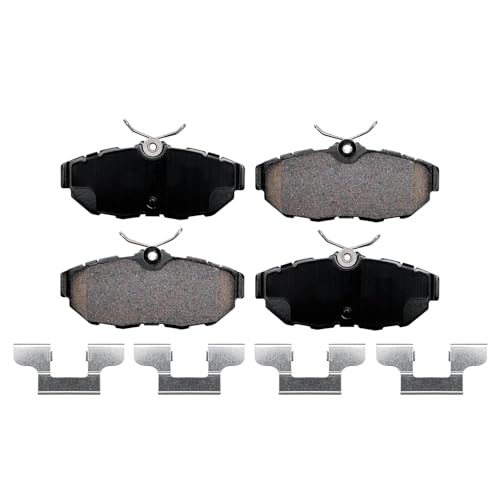 Image of Detroit Axle - Brake Pads for 2011-2014 Ford Mustang, Front and Rear | Ceramic Brake Pads with Hardware 2012 2013 Replacement