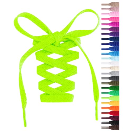 Handshop Flat Shoelaces 5/16' - Shoe Laces Replacements For Sneakers and Athletic Shoes Boots Neon...