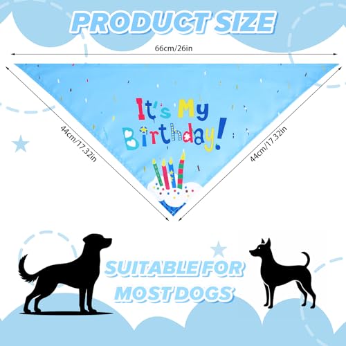 Oruola Halstuch Hund Geburtstag, Geburtstags Halstuch, Lang 66 cm Hunde Halstücher, Dreieck-Lätzchen für Verschiedene Größen, Hundehalstücher für kleine, mittelgroße und große Hund, Blau