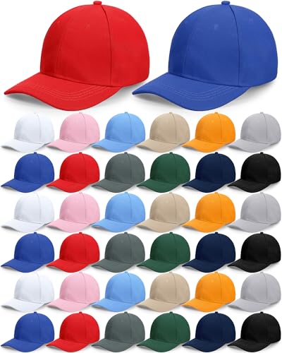 Image of Foaincore 36 Pack Blank Baseball Cap Bulk Adjustable Back Strap Sublimation Hats Plain Unisex Trucker Hat for Men Women
