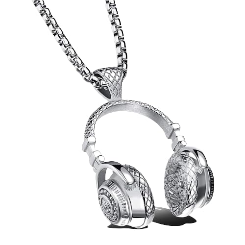 Vientiq Silver-Plated Music Accessories Headphone Pendant Necklace for Men/Boys (B0C7BZXRQ6) Amazon Price History, Amazon Price Tracker