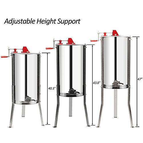 VINGLI 3 Frames Manual Honey Extractor Separator, Food Grade Stainless Steel Honeycomb Spinner Drum Crank By Hand With Adjustable Height Stands, Beekeeping Pro Extraction Apiary Centrifuge Equipment - Image 5
