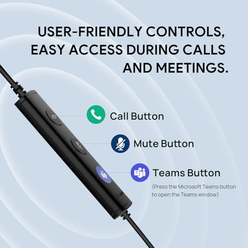 Image of Yealink UH34 Lite Wired Headset,USB-A, Noise Canceling Mic,in-Line Controls | Stereo Headphones,Teams /Zoom Certified, Plug & Play for PC /Laptop /IP Phone, Call Center, Office, Online Meeting, Ultra Light