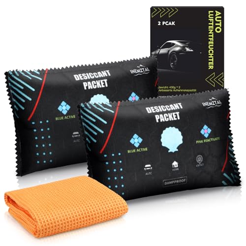 Bolsa para deshumidificador de coche, reutilizable, 2 x 400 g, deshumidificador interior de coche, extrafuerte, deshumidificadores contra ventanas de coche empañadas, deshumidificador para parabrisas